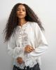 Topshop Topshop satin lace applique blouse in ivory-WHITE - 2
