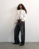 Topshop Topshop satin lace applique blouse in ivory-WHITE - 3