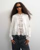 Topshop Topshop satin lace applique blouse in ivory-WHITE - 4
