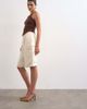 Topshop Topshop satin longline cargo shorts in ecru-White - 1