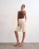 Topshop Topshop satin longline cargo shorts in ecru-White - 2