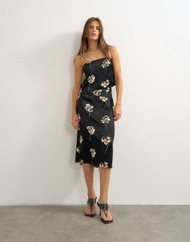 Topshop Topshop satin midi skirt in floral print -part of a set-Black