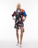 Topshop Topshop satin oversized resort shirt in tile scarf print-Multi - 2