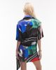Topshop Topshop satin oversized resort shirt in tile scarf print-Multi - 4