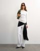 Topshop Topshop satin scarf with fringing in black - 2