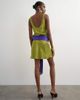 Topshop Topshop satin scoop neck dropped waist mini dress with fringed tie in green and purple-NEUTRAL - 4