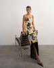 Topshop Topshop satin strappy square neck maxi dress with fringed hem in black based floral print-MULTI - 1