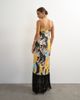 Topshop Topshop satin strappy square neck maxi dress with fringed hem in black based floral print-MULTI - 2