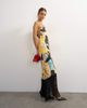 Topshop Topshop satin strappy square neck maxi dress with fringed hem in black based floral print-MULTI - 3