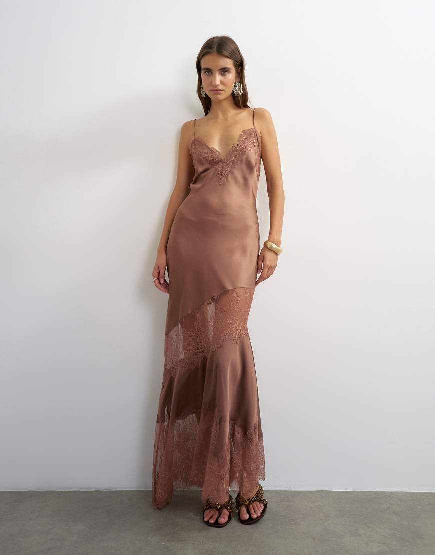 topshop brown satin dress Crafted from drapey satin Rosevelvet The Blue Willow Dress Color:Purple Magenta (6)