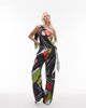 Topshop Topshop satin wide leg pants in scarf print-Multi - 1