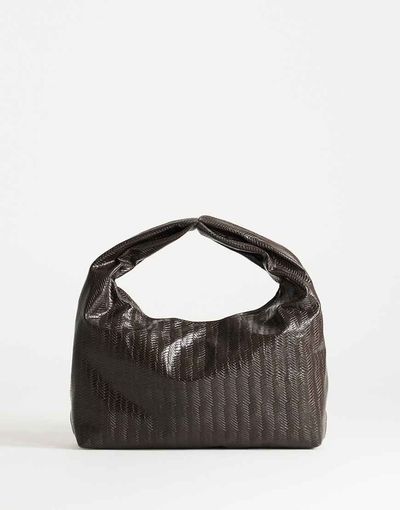Topshop Topshop Savan woven small shoulder bag in chocolate-Brown