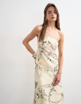 Topshop Topshop scarf bandeau top in black and ivory sketched floral - part of a set-White