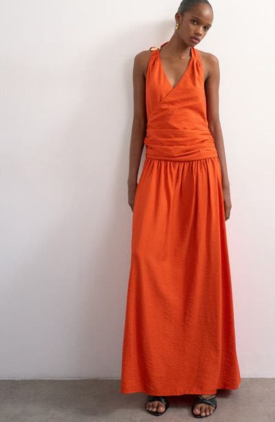 Topshop Topshop Scarf Neck Plunge Maxi Dress