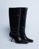 Topshop Topshop Scarlett premium leather square toe knee high boots in black - 1