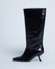 Topshop Topshop Scarlett premium leather square toe knee high boots in black - 3