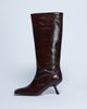 Topshop Topshop Scarlett Premium leather square toe knee high boots in chocolate-Brown - 1