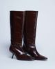 Topshop Topshop Scarlett Premium leather square toe knee high boots in chocolate-Brown - 4