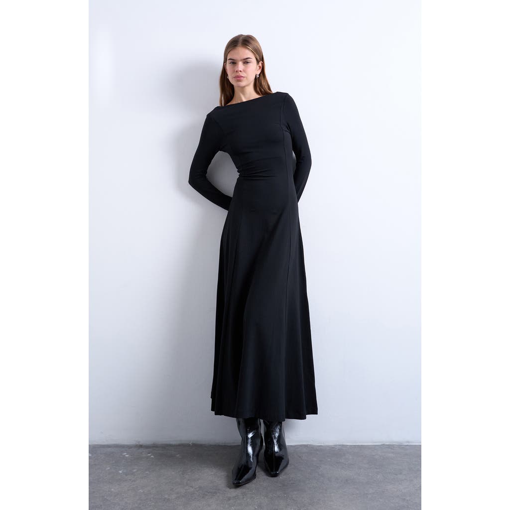Topshop - Scoop Back Long Sleeve Maxi Dress