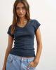 Topshop Topshop scoop v-neck baby tee in navy - 1