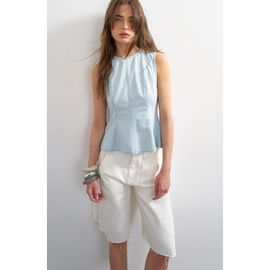 Topshop Topshop Seamed Denim Peplum Top