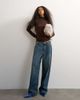 Topshop Topshop seamed funnel neck long sleeve top in chocolate-Brown - 3