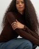 Topshop Topshop seamed funnel neck long sleeve top in chocolate-Brown - 4