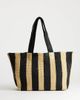 Topshop Topshop Selia large striped straw tote in black & natural - 1