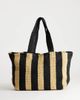 Topshop Topshop Selia large striped straw tote in black & natural - 4