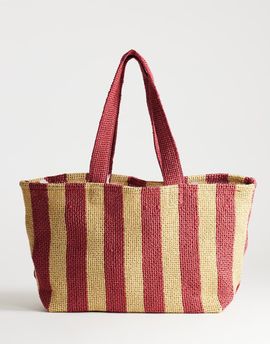 Topshop Topshop Selia large striped straw tote in red & yellow