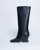 Topshop Topshop Selma Premium leather knee high wedge boots in black - 1