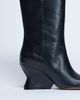 Topshop Topshop Selma Premium leather knee high wedge boots in black - 2