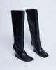 Topshop Topshop Selma Premium leather knee high wedge boots in black - 4