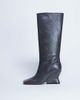 Topshop Topshop Selma Premium leather knee high wedge boots in gray - 1