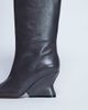 Topshop Topshop Selma Premium leather knee high wedge boots in gray - 2