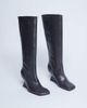 Topshop Topshop Selma Premium leather knee high wedge boots in gray - 4