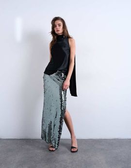 Topshop Topshop sequin column maxi skirt in silver