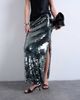 Topshop Topshop sequin column maxi skirt in silver - 2