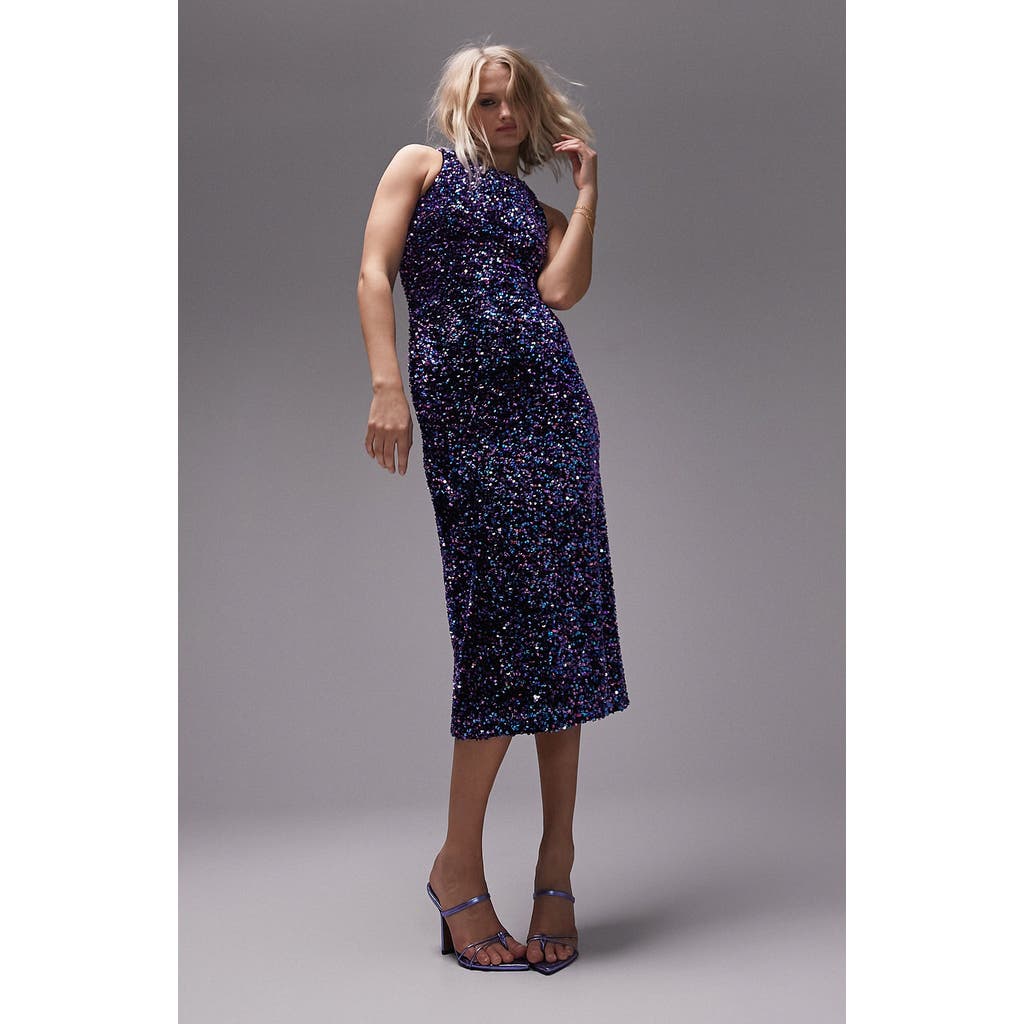 Topshop Topshop Sequin Open Back Midi Dress