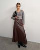 Topshop Topshop set faux leather drape detail maxi skirt in chocolate-Brown - 1