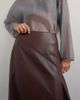 Topshop Topshop set faux leather drape detail maxi skirt in chocolate-Brown - 2
