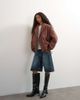 Topshop Topshop shawl collar toggle detail hybrid puffer in brown - 2