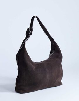 Topshop Topshop Shayla real suede shoulder bag in chocolate-Brown