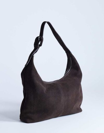 Topshop Topshop Shayla real suede shoulder bag in chocolate-Brown