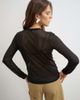 Topshop Topshop sheer slubby drape detai long sleeve top in black - 4