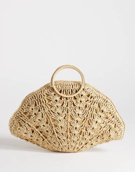 Topshop Topshop Shelly medium weave shell small grab bag in natural-Neutral