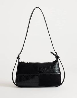 Topshop Topshop Sherry patchwork shoulder bag in black