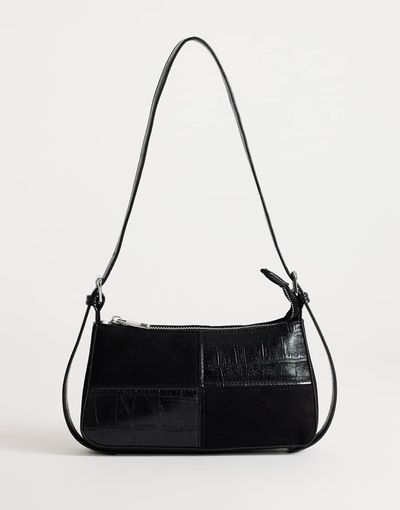 Topshop Topshop Sherry small patchwork shoulder bag in black