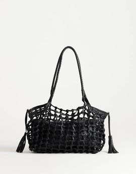 Topshop Topshop Shia medium woven shoulder bag in black