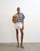Topshop Topshop shirred detailing tap shorts in ecru-White - 1